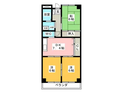 リンピアMIYAKE(3DK/2階)の間取り写真