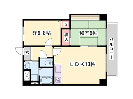 グリーンハイツ東山II(2LDK/6階)の間取り写真