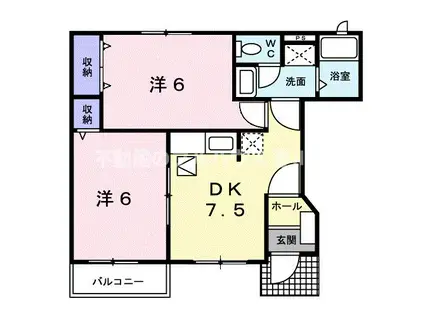 エレガンシャトー B(2DK/1階)の間取り写真