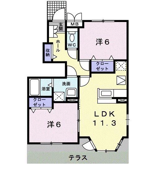 フレイムポニーC(2LDK/1階)の間取り写真