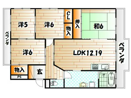 パークハイツ妙見(4LDK/2階)の間取り写真