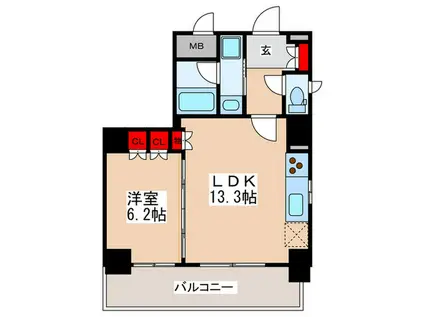 アルカディーナ京町堀(1LDK/8階)の間取り写真