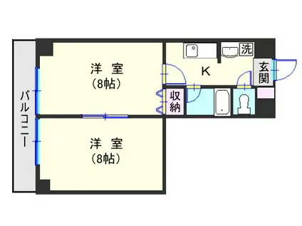 田原ビル(2K/5階)の間取り写真