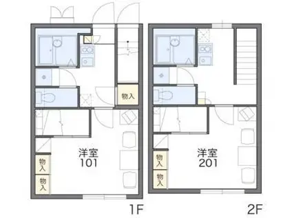 レオパレスグランシャリオ(1K/1階)の間取り写真