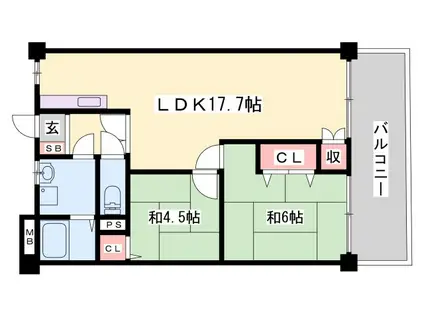 ブエナビスタ姫路(2LDK/2階)の間取り写真