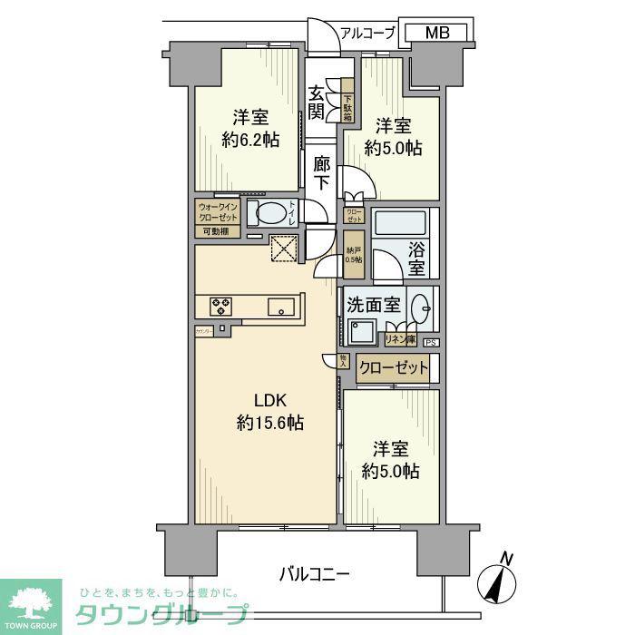 オハナ柏たなかパークフロント(3LDK/11階)の間取り写真