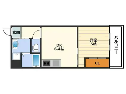 アクアスイート南森町(1DK/9階)の間取り写真