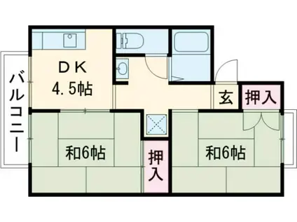 サンサウスヒル竹田(2DK/2階)の間取り写真