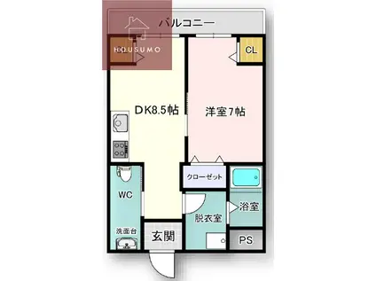 新栄プロパティー東大阪I(1DK/2階)の間取り写真