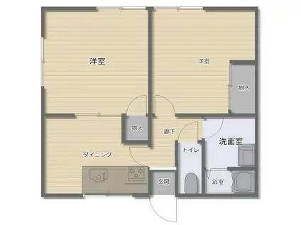 スマイル下小出A(2DK/2階)の間取り写真