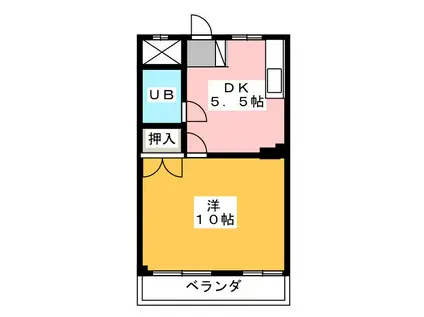 コーポ田村(1DK/3階)の間取り写真