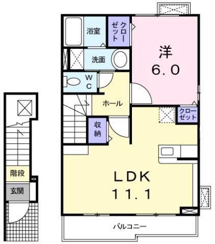 プリマベーラ B(1LDK/2階)の間取り写真