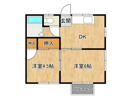 フラワーハイツ江戸崎 (2DK/2階)の間取り写真