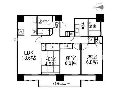 IL ROSSO堀川六角(3LDK/14階)の間取り写真
