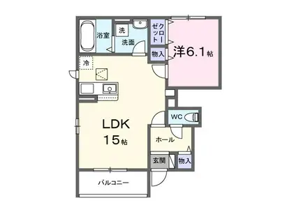 セレーノB(1LDK/1階)の間取り写真