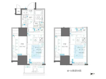 ZOOM信濃町(1DK/7階)の間取り写真