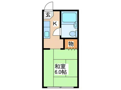 ハイツ山本B棟(1K/1階)の間取り写真