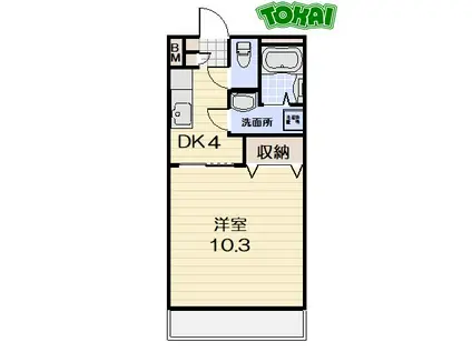 HYDE PARK(1DK/3階)の間取り写真