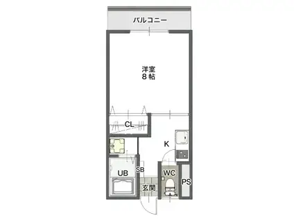 サンハイツ山田B(1K/2階)の間取り写真