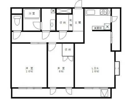 アーバングレイス(2LDK/2階)の間取り写真