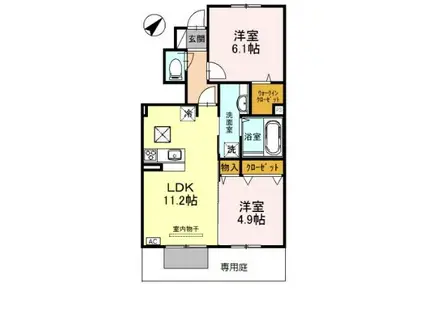 ガーデンハウス大野 A棟(2LDK/2階)の間取り写真