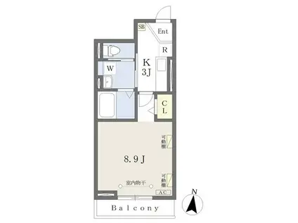 I・COURT A(1K/1階)の間取り写真