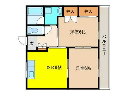 グレース犬山II(2DK/2階)の間取り写真