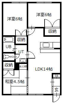 ドリームハイツII B(3LDK/2階)の間取り写真