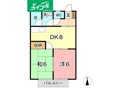 コーポ田中(2DK/1階)の間取り写真