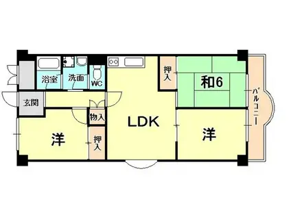 神垣ヒルKTハイム(3LDK/3階)の間取り写真