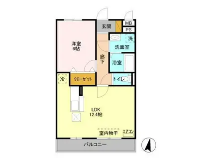 グラマードマレーII(1LDK/1階)の間取り写真