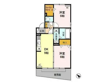 プロヴァンス南太閤山(2DK/1階)の間取り写真