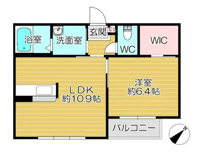 ヴェルディYAMATO G棟(1LDK/2階)の間取り写真