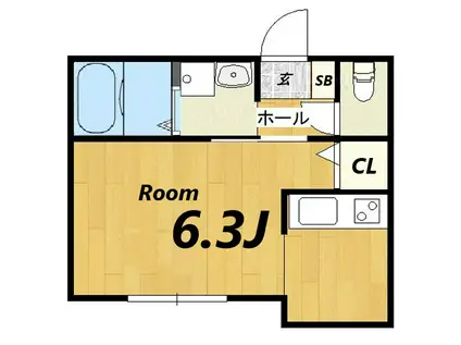 SUNRISE姫路(1K/1階)の間取り写真
