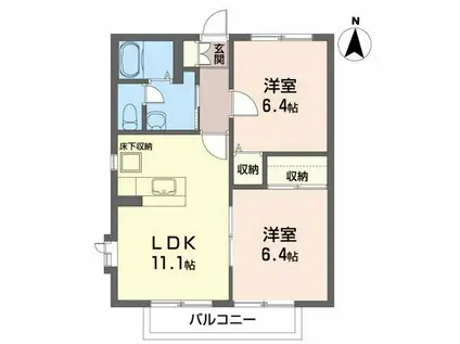 ハイブリッジコートII(2LDK/1階)の間取り写真