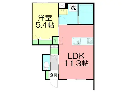 BLOSSOM MAISON(1LDK/1階)の間取り写真