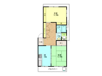 五十鈴マンション(2DK/2階)の間取り写真