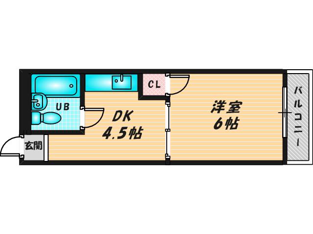 エクスードARAMOTO(1DK/2階)の間取り写真