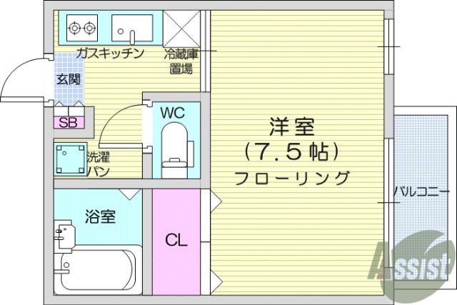 メゾンHAMADA(1K/2階)の間取り写真