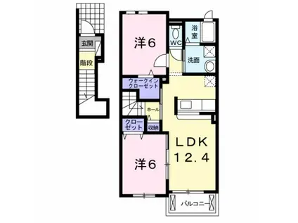 クレメントM・I(2LDK/2階)の間取り写真