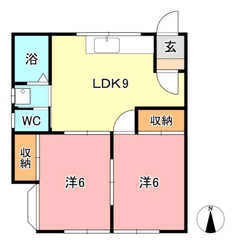 シエントリー胡摩田(2DK/1階)の間取り写真