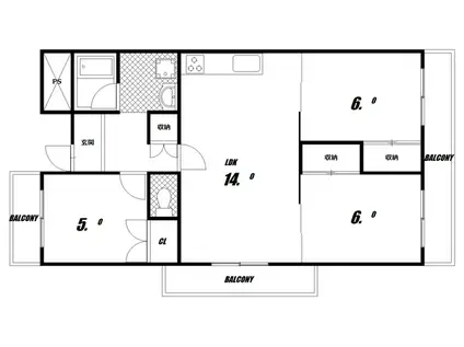 サイコート鈴蘭台(3LDK/1階)の間取り写真
