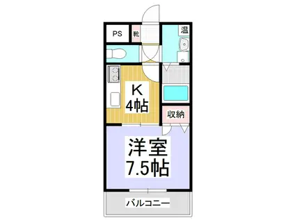 ハミングビレッジ(1K/3階)の間取り写真