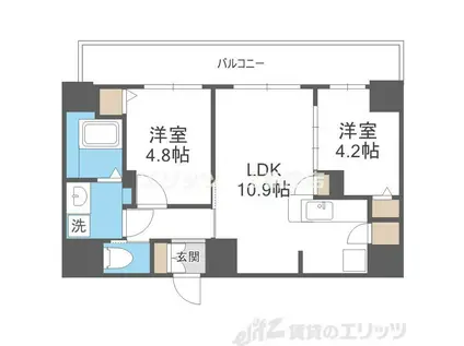 リヴェント福島野田(2LDK/13階)の間取り写真