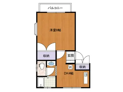 エルヴィーナ宮津台B(1DK/2階)の間取り写真