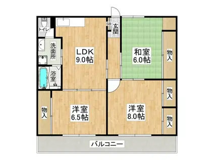 グランビュー塩屋(3LDK/5階)の間取り写真