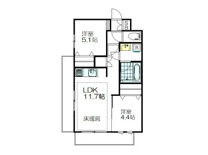 高円寺Kレジデンス(2LDK/3階)の間取り写真