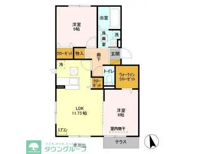 オークス(2LDK/1階)の間取り写真