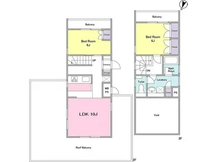 ベラコルテ(2LDK/2階)の間取り写真