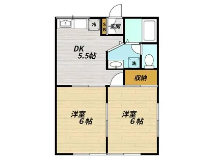 アルゴハイツB(2DK/2階)の間取り写真